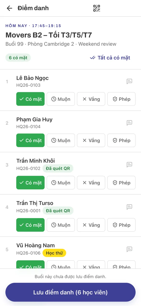 Điểm danh một chạm trên Zalo
